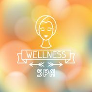 Spa wellness label on blurred background N2