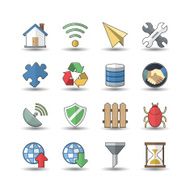 Flat color style Internet &amp; Communication icons set