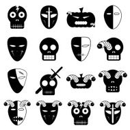 Halloween mask icon set Vector Illustration