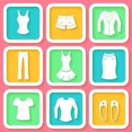 Set of 9 icons female clothing N2