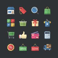 Flat color style Shopping &amp; Market icons set N2