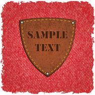 Jeans texture with leather label Vector N2