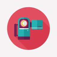 Video camera flat icon with long shadow N22
