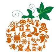 Halloween Icons in Pumpkin Shape