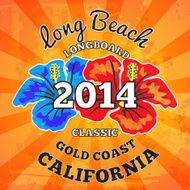 Long Beach surfing vector artwork