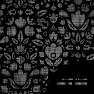 Vector abstract black lace ornamental tulips textile frame corner pattern