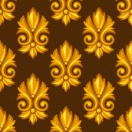 Seamless pattern with baroque ornamental floral gold elements N6