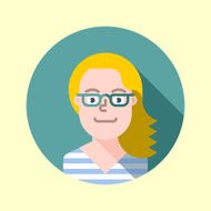 Cute young hipster girl in glasses with blonde hair