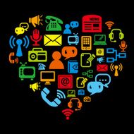 Communication Icons in Heart Shape