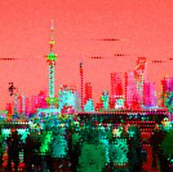 abstract mosaic check Shanghai in night pattern background