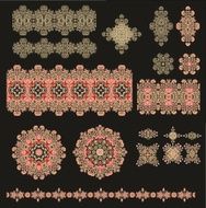Set of decorative elements in oriental style (vector) N3