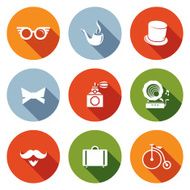 Vintage Hipster flat Icons set