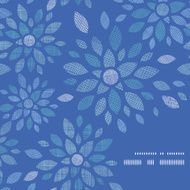 Blue textile peony flowers frame corner pattern background