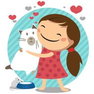 Girl with his beloved cat N2