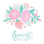 Vintage card with a blossoming branch N7