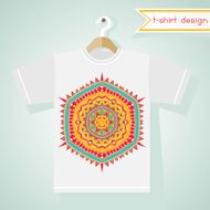 T-Shirt Design With Bright Tribal Pattern