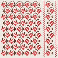 Ukranian Embroidery Red Berries Background Pattern Style