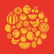 Fruits Icons in Circle Shape