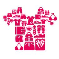Clothing and Accessories Icons in Shirt Shape N3