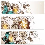 Business cards set in floral style for design