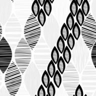 Seamless monochrome pattern with striped abstract leaves N7