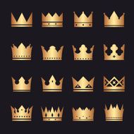 vector gold set of crowns