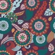 Vector seamless hand-drawn pattern with flowers and leaves N10