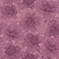 Hand-drawn flowers of dahlia Seamless pattern