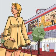 Blonde girl in autumn raincoat N2