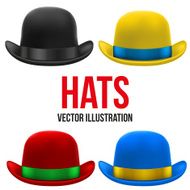 Set of colorful bowler hats Vector Illustration