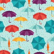 Seamless pattern with cute multicolor flat umbrellas N2