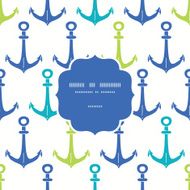 Anchors blue and green frame seamless pattern background