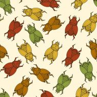 Vector seamless pattern with scarab beetles