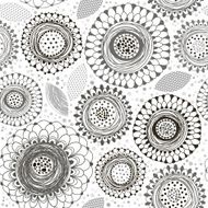 Monochrome seamless pattern of abstract flowers N6
