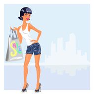 vector girl with purchases