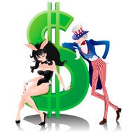 Uncle Sam Bunny Girl and Dollar