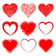 Set of Hand Drawn Grunge Hearts
