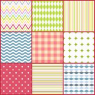 Set of nine colorful seamless patterns