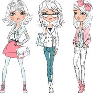 Vector beautiful fashion girls top models N15