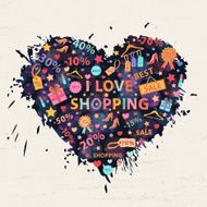 Shopping background with colorful blots inks