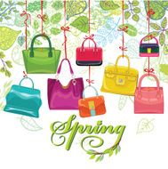 Fashionable colored womens handbags spring leaves