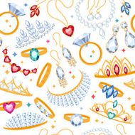 Jewelry items seamless white background