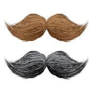 Hand drawn realistic fake mustaches vector set