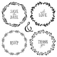 Hand drawn rustic vintage wreaths with lettering Floral vector