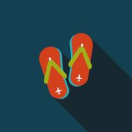 flip flop flat icon with long shadow N22
