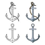 Vector set with isolated anchors Black and white N2