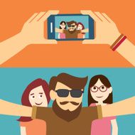 taking a selfie photo flat design N4