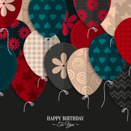 Birthday card with paper balloons and birthday text