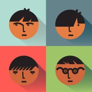 Boys Head Icons With Shadows