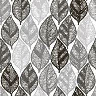 Seamless monochrome pattern with striped abstract leaves N8